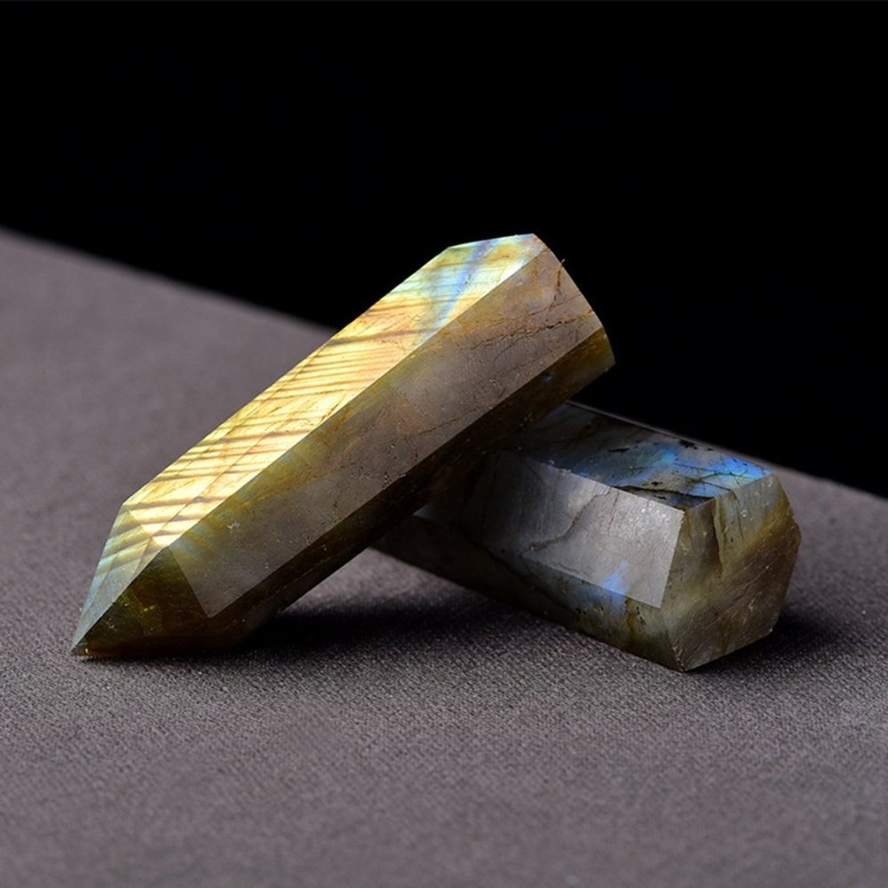 1 PCS 3'' Labradorite Point Obelisk Natural Crystal Wand Tower Home Decoration